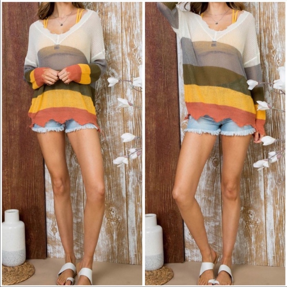 V-Neck Multi Color Sweater - Picture 2 of 5
